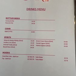 Cranberrys Cafe - Drinks menu