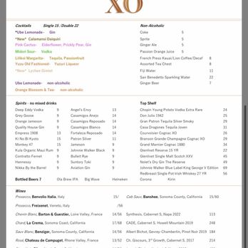 XO Restaurant - Drinks - Asian Fusion Near Me - Honolulu, Hawaii
