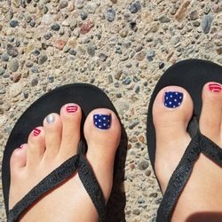 Taj - 4th of July Pedicure! Pedicures are 30 plus 5 for special designs.