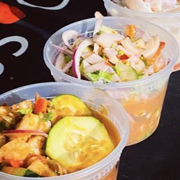 Shrimp, vegan and house ceviche Shrimp, vegan and house ceviche
