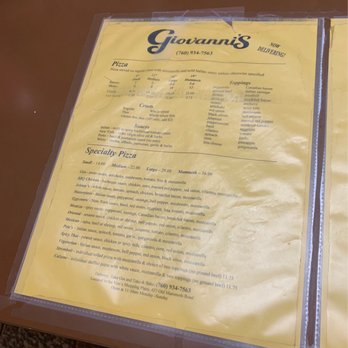 Giovanni's - Menu 1 - Pizza Near Me - Mammoth Lakes, California