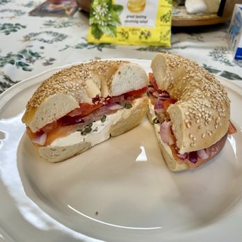 Roma's Pizza & Subs - Nova lox, cream cheese, tomatoes and capers, on a freshly made sesame bagel, from Roma's new partner, Bagel Bin - Pizza Near Me - Ellicott City, Maryland Roma's Pizza & Subs - Nova lox, cream cheese, tomatoes and capers, on a freshly made sesame bagel, from Roma's new partner, Bagel Bin - Pizza Near Me - Ellicott City, Maryland