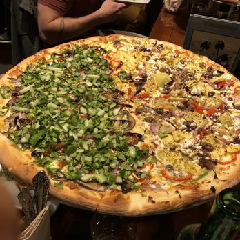 Rocco's - Half Veggie Banh Mi Pizza (with Portobello), half Veggie Box Pizza - Bars Near Me - Seattle, Washington Rocco's - Half Veggie Banh Mi Pizza (with Portobello), half Veggie Box Pizza - Bars Near Me - Seattle, Washington