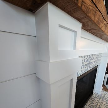 J.A Painting & Decorations - Wood Mantel Fireplace & Shiplap Accent Wall - Painters Near Me - Jackson, New Jersey