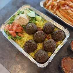 Halal Bros - Falafel over Rice with NO white sauce