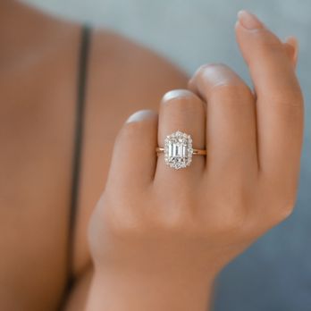 Kobelli - Elizabeth - Emerald Moissanite with Lab-Grown Diamond Halo Engagement Ring from our August collection by Kobelli - Jewelry Near Me - Los Angeles, California