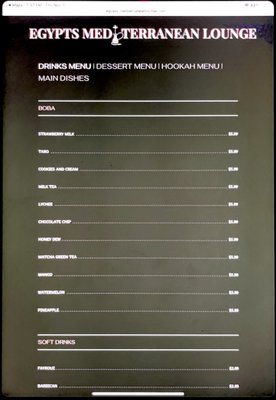 Menu photo 4 Egypts Mediterranean Lounge Houston, TX Menu photo 4 Egypts Mediterranean Lounge Houston, TX