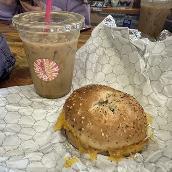 Punkins Coffee Shop - Caramel almond milk latte and everything Bagel egg and cheese sandwich. So good! - Coffee & Tea Near Me - Alpine, Wyoming Punkins Coffee Shop - Caramel almond milk latte and everything Bagel egg and cheese sandwich. So good! - Coffee & Tea Near Me - Alpine, Wyoming