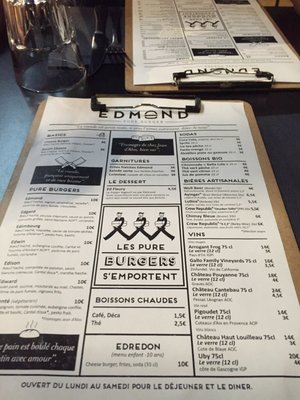Menu photo 1 Edmond Pure Burger Bordeaux, 33 Menu photo 1 Edmond Pure Burger Bordeaux, 33