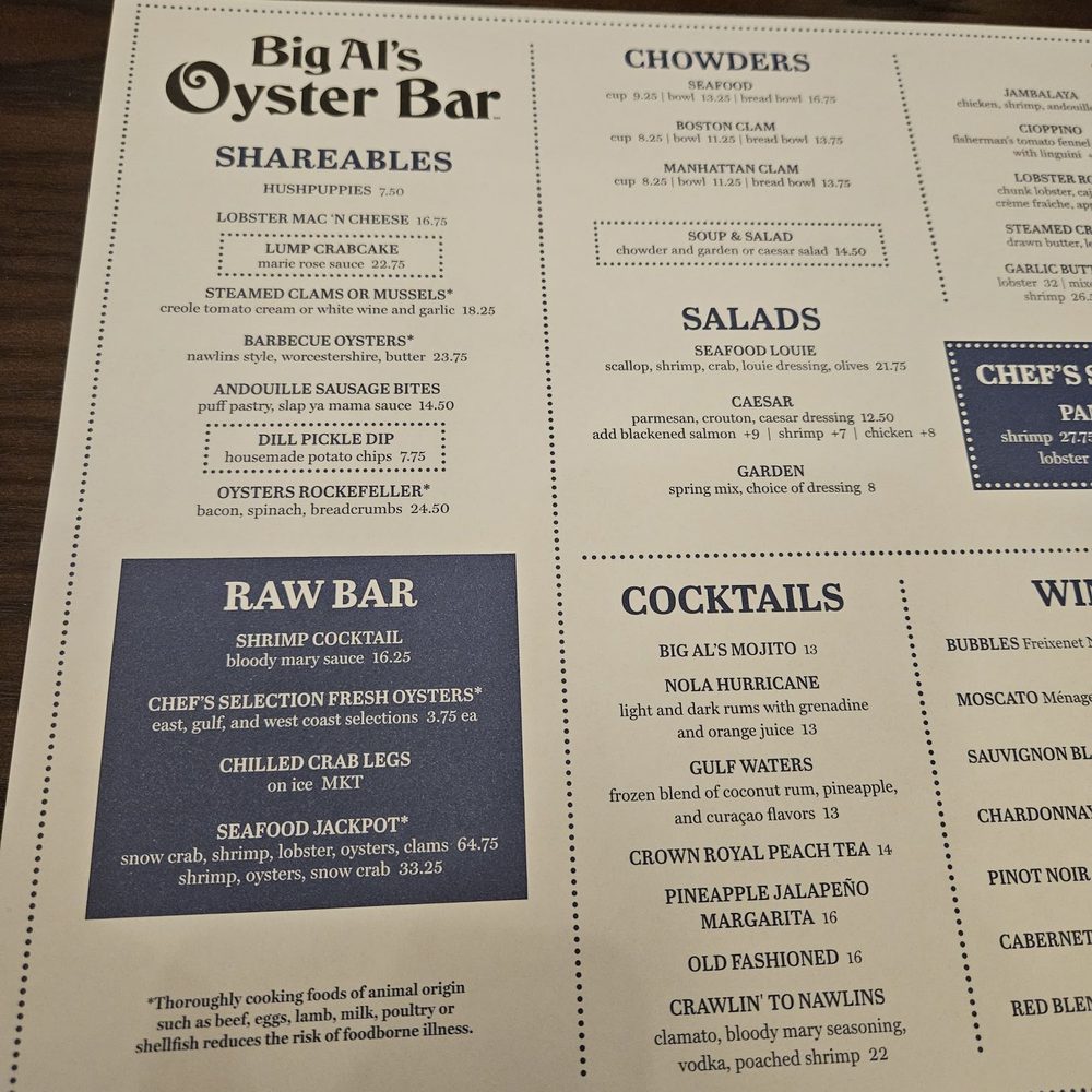 Big Al's Oyster Bar - Their menu Jan 2026 - Seafood Near Me - Las Vegas, Nevada Big Al's Oyster Bar - Their menu Jan 2026 - Seafood Near Me - Las Vegas, Nevada