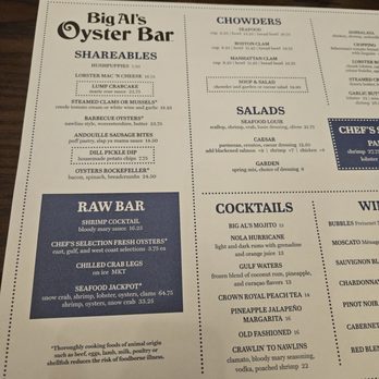 Big Al's Oyster Bar - Their menu Jan 2026 - Seafood Near Me - Las Vegas, Nevada Big Al's Oyster Bar - Their menu Jan 2026 - Seafood Near Me - Las Vegas, Nevada