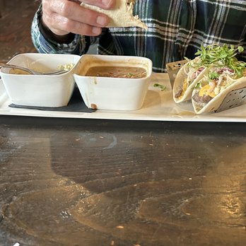 Angry Cactus - Texas Taco Trio with Beef. Sides of Beans and Rice. - New American Near Me - San Angelo, Texas