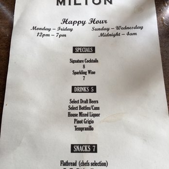 The Milton - Happy hour menu - Irish Near Me - New York, New York
