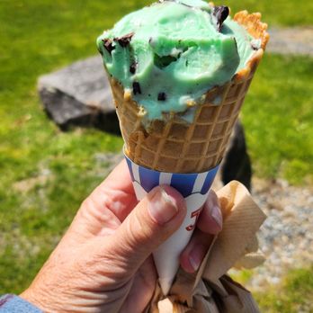 Wahoo's Eatery - Mint chocolate chunk in a waffle cone...superb! - Burgers Near Me - Wilmington, Vermont Wahoo's Eatery - Mint chocolate chunk in a waffle cone...superb! - Burgers Near Me - Wilmington, Vermont