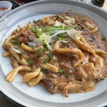 Larch - CASARECCE  - bronze die pressed casarecce pasta, slow roasted brisket with mushroom, shallot, garlic, sweet & spicy gochujang cream sauce - Pasta Shops Near Me - Leavenworth, Washington