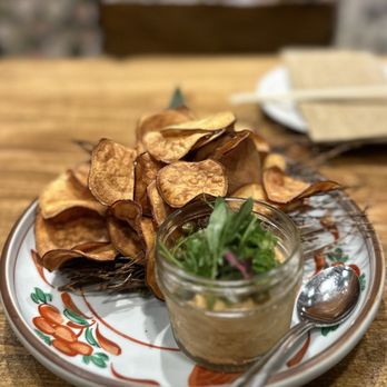 Kiraku - Ankimo mousse with sweet potato chips - Tapas/Small Plates Near Me - Berkeley, California