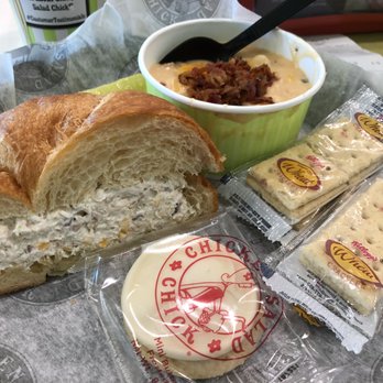 Chicken Salad Chick - Half of Sassy Scotty on croissant, Loaded Potato soup, crackers and frosted cookie! - Southern Near Me - Ft. Myers, Florida