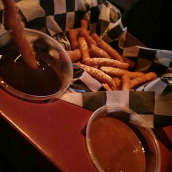 Movie Tavern Williamsburg - Funnel cake sticks w/ chocolate sauce and Caramel - Cinema Near Me - Williamsburg, Virginia Movie Tavern Williamsburg - Funnel cake sticks w/ chocolate sauce and Caramel - Cinema Near Me - Williamsburg, Virginia