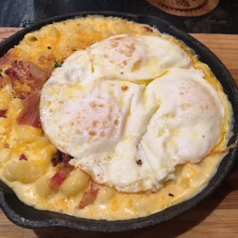 Breakfast Republic - Bacon Mac and cheese with 3 eggs - Breakfast & Brunch Near Me - San Diego, California Breakfast Republic - Bacon Mac and cheese with 3 eggs - Breakfast & Brunch Near Me - San Diego, California