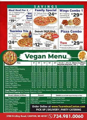 Menu photo 4 Toarmina's Pizza Canton, MI
