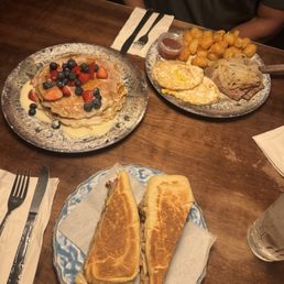 Tres Leches Pancakes, Cuban sandwich, and steak and eggs breakfast Tres Leches Pancakes, Cuban sandwich, and steak and eggs breakfast