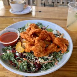 Davis' Pub - The awesome Pub Super Salad with buffalo chicken strips added. But get fish, shrimp, whatever.