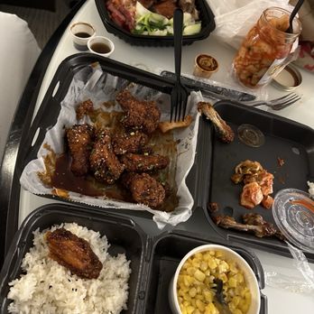 Chi-Kin - Gochuchang wings, white rice, Kim chi, corn - Korean Near Me - Orlando, Florida