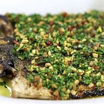 Sea & Sky - Whole Pink Snapper grilled with pistachio romesco - Seafood Near Me - La Jolla, California Sea & Sky - Whole Pink Snapper grilled with pistachio romesco - Seafood Near Me - La Jolla, California