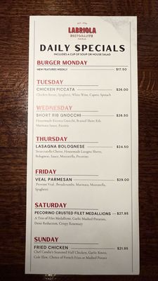 Menu photo 1 Labriola Ristorante - Oak Brook Oak Brook, IL