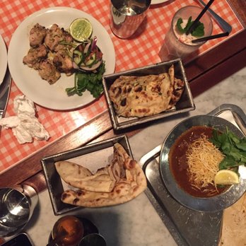 Dishoom - Murgh malai and lamb curry special. Garlic and plain naan - Indian Near Me - London, XGL