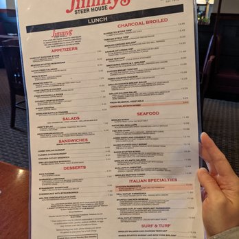 Jimmy's Steer House - Menu as of 7/2021 - Steakhouses Near Me - Arlington, Massachusetts Jimmy's Steer House - Menu as of 7/2021 - Steakhouses Near Me - Arlington, Massachusetts