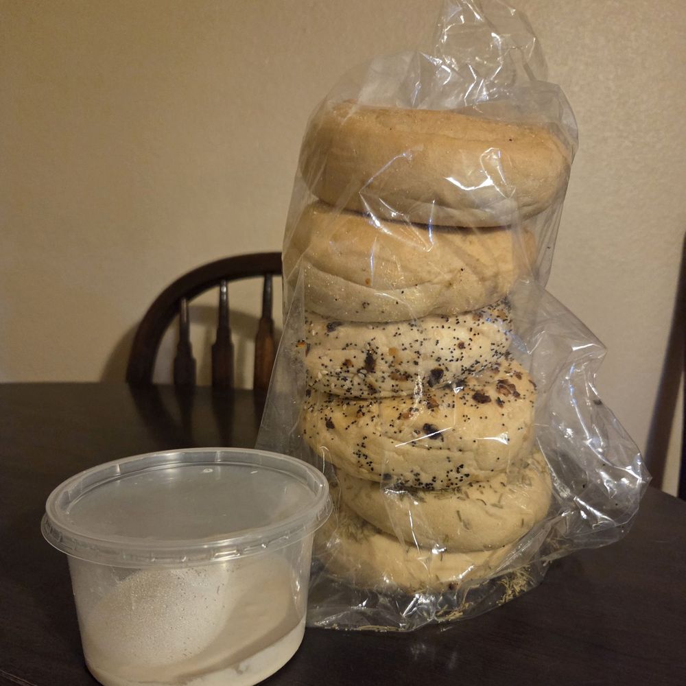 Sourdough starter and a variety bag of bagels from Don Guerra's. Sourdough starter and a variety bag of bagels from Don Guerra's.