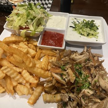 Golden Grill - Chicken Shawarma Plate, French Fries, Fattoush Salad, Tzatziki - Mediterranean Near Me - Clovis, California