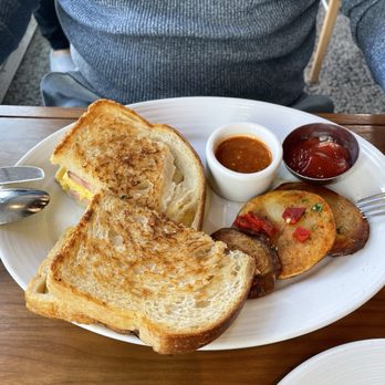 the C restaurant + bar - Ham/Egg Sandwich with sliced potatoes. - Seafood Near Me - Monterey, California