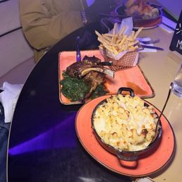 Mac n cheese, truffle fries & Steak! Tasty