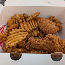 Combo 3 piece thigh, full wing and mid with fries Combo 3 piece thigh, full wing and mid with fries