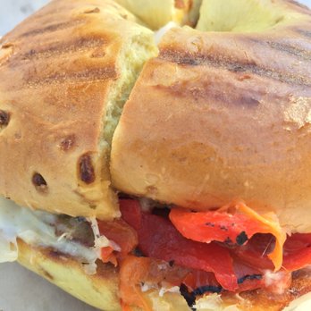 Blunch - The Onion Bagel Sandwich with Hot Cherry Tomatoes was not the best. Too spicy. $5.99 - Breakfast & Brunch Near Me - Boston, Massachusetts