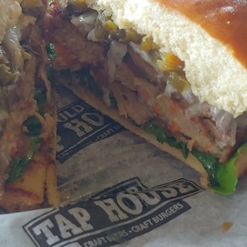 Boulder Tap House - veggie patty with mushrooms, swiss, and jalapenos - Sports Bars Near Me - Ames, Iowa Boulder Tap House - veggie patty with mushrooms, swiss, and jalapenos - Sports Bars Near Me - Ames, Iowa