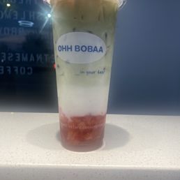 Strawberry Matcha Boba Tea