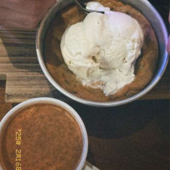 TownHall - skillet cookie with ice cream and honey bun latte - New American Near Me - Columbus, Ohio TownHall - skillet cookie with ice cream and honey bun latte - New American Near Me - Columbus, Ohio