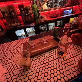 El Cuban Diner - Tequila shot platter - weird, but pretty cool - Diners Near Me - Miami, Florida