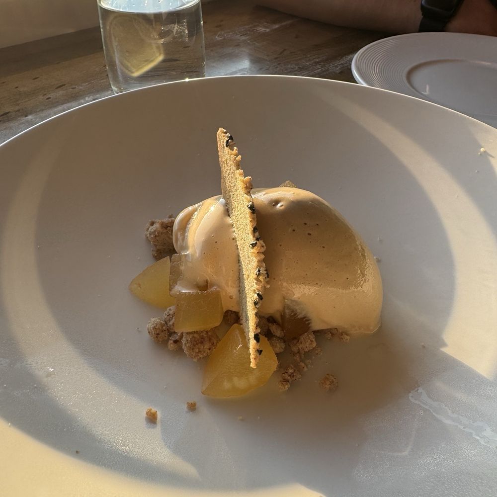 iconiq - Soy sauce ice cream, Fuji apples, and sesame tuille - French Near Me - Seattle, Washington iconiq - Soy sauce ice cream, Fuji apples, and sesame tuille - French Near Me - Seattle, Washington