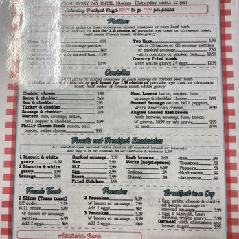 Angie's Diner - Menu. - Diners Near Me - Midway, Georgia