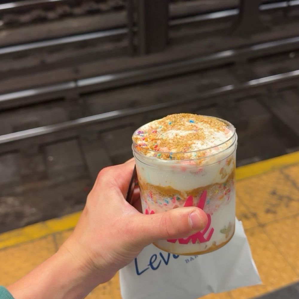 Milk Bar - Cereal milk layer build: graham cracker, sprinkles, caramel, the soft serve, idk maybe few other things - Bakeries Near Me - New York, New York