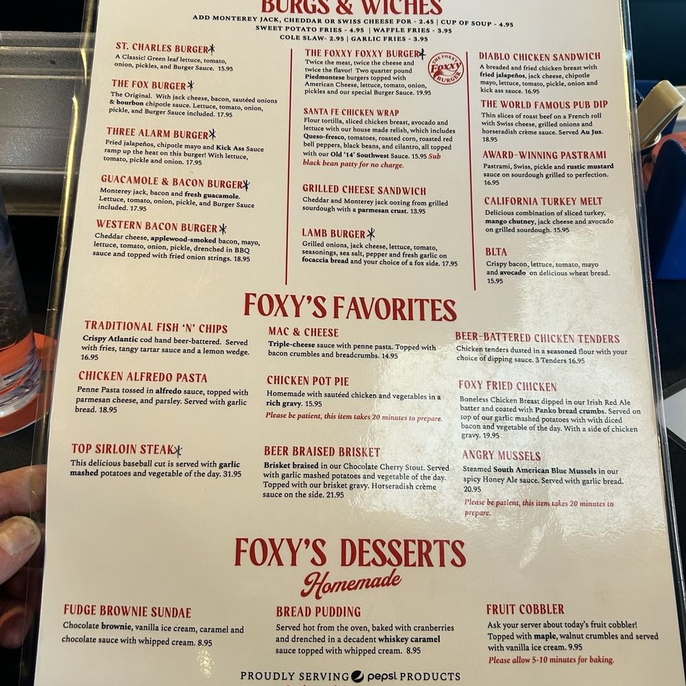 Menu continued
