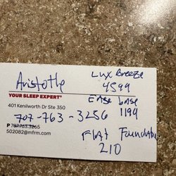 Mattress Firm Petaluma - This is his hand written quote