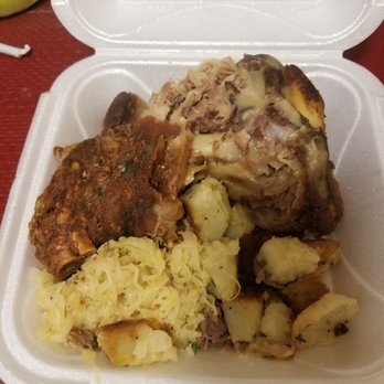 Laschet's Inn - Pork shank, sauerkraut & potatoes - German Near Me - Chicago, Illinois Laschet's Inn - Pork shank, sauerkraut & potatoes - German Near Me - Chicago, Illinois