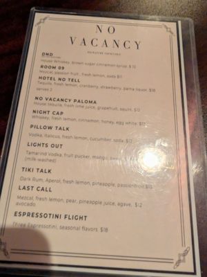 Menu photo 2 No Vacancy Cocktails Bakersfield, CA Menu photo 2 No Vacancy Cocktails Bakersfield, CA