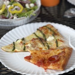 Cruze Farm Pizza Barn - Mountain Angel (ricotta and bacon with a pesto swirl) and classic pepperoni