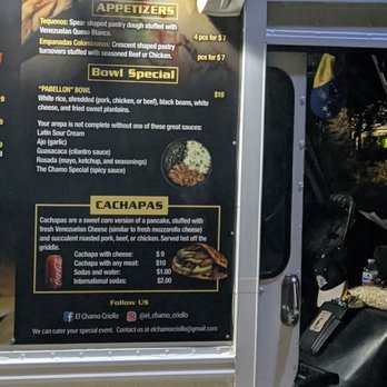 El Chamo Criollo - Menu - Venezuelan Near Me
